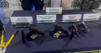 Cuatro hombres de 24 a 29 años fueron capturados en flagrancia en Niquía, Bello, durante un operativo del Ejército, la Policía y la Alcaldía de Bello - crédito Alcaldía Bello