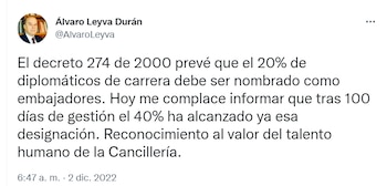 Álvaro Leyva sobre nombramientos en