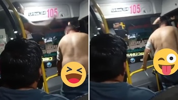 La discusión entre dos operadores escaló hasta los golpes frente a decenas de personas, mientras el autobús permanecía encendido. (Captura de pantalla)