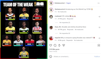 Johan Mojica se sumó a nombres como Ferrán Torres, Leroy Sané o Igor Thiago entre los de peor rendimiento en la primera fecha de la fase de grupos del Mundial 2026 - crédito @thehatecentral/Instagram