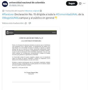- crédito captura de pantalla / X Universidad Nacional