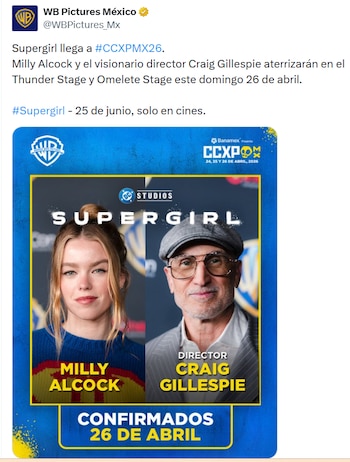 Warner realizó el anuncio de la visita de Alcock y Gillespie a través de sus redes oficiales. (X/ @WBPictures_Mx)