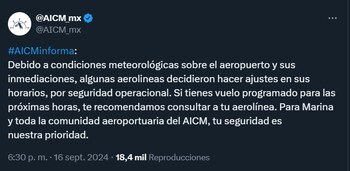 El AICM informó que hubo
