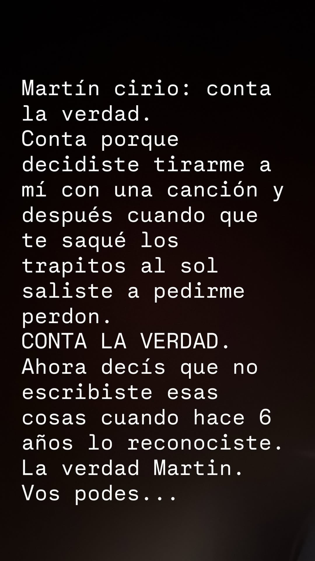 El Dipy utilizó sus historias de Instagram para exigir a Martín Cirio que explique el trasfondo de su enfrentamiento iniciado en 2020