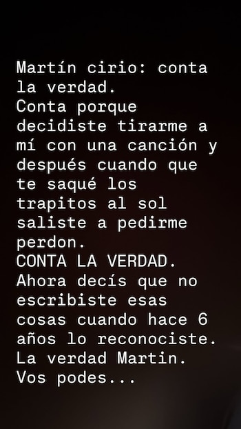 El Dipy utilizó sus historias de Instagram para exigir a Martín Cirio que explique el trasfondo de su enfrentamiento iniciado en 2020