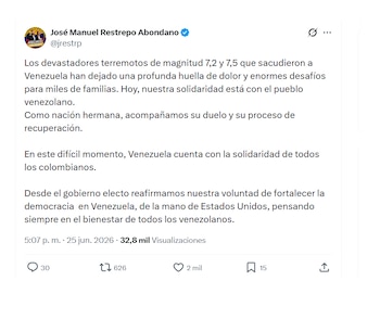 José Manuel Restrepo y su mensaje a Venezuela