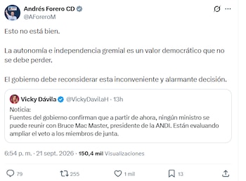 Andrés Forero y sus críticas al Gobierno por situación de Bruce Mac Master