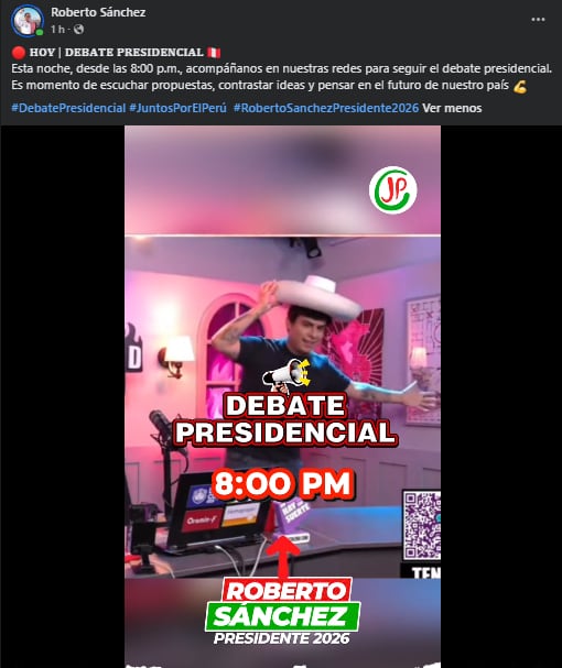 Mensaje de Roberto Sánchez antes del debate