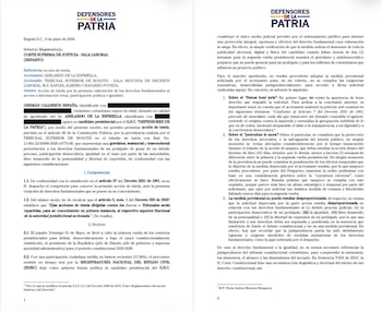 La defensa sostiene que la decisión judicial vulnera derechos fundamentales relacionados con la libertad de expresión, la participación política, la igualdad, el debido proceso y el libre desarrollo de la personalidad - crédito @GermanCalderonE/X