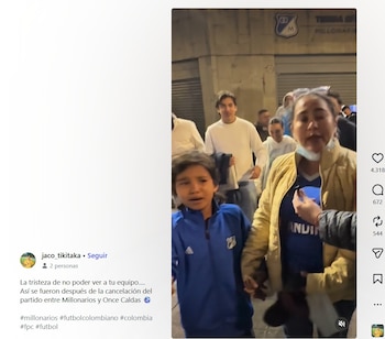 La familia salió desconsolada del Estadio El Campín la noche del martes 13 de octubre de 2026 - crédito @jaco_tikitaka/IG