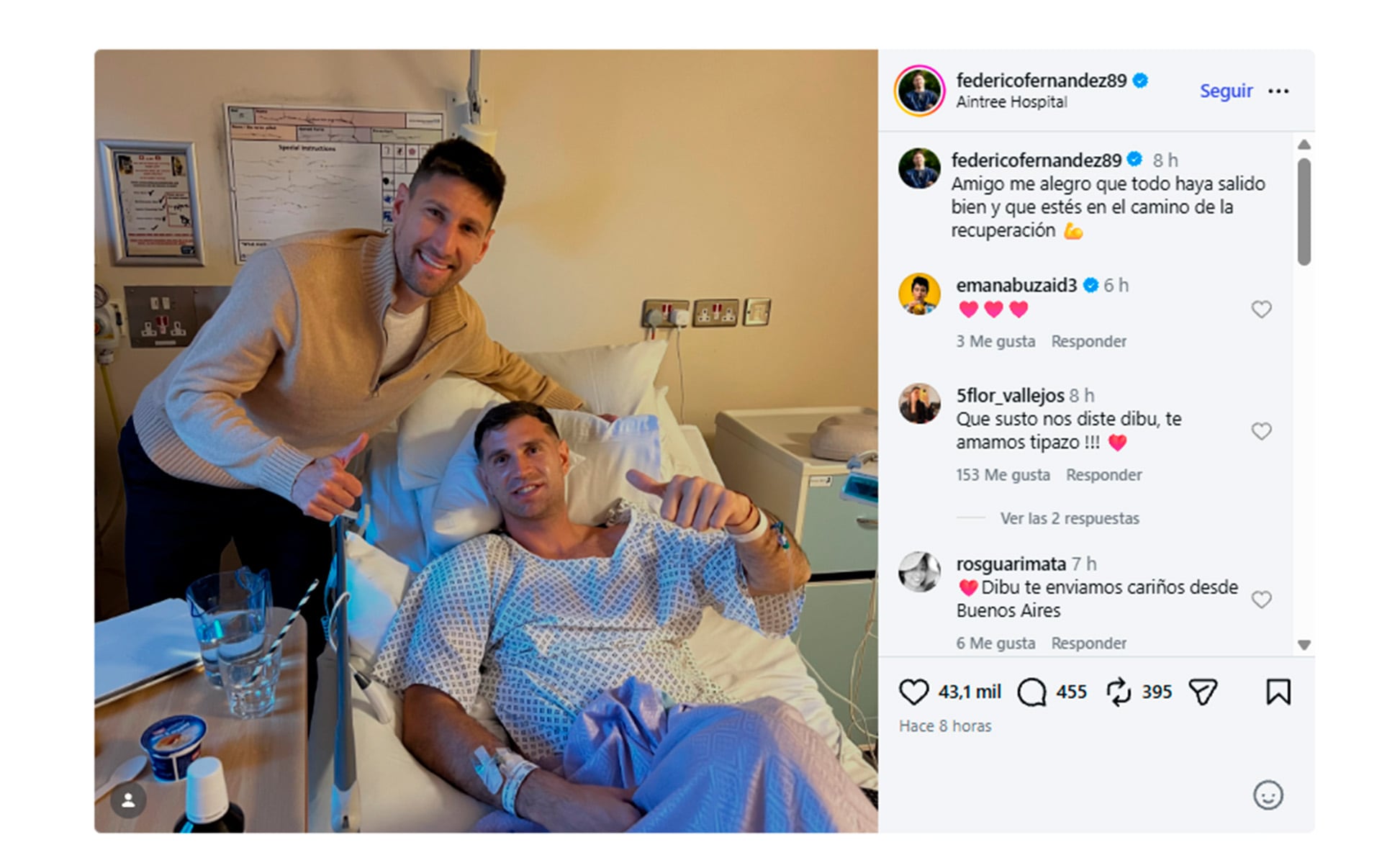 Fede Fernández visitó al Dibu Martínez (@federicofernandez89)