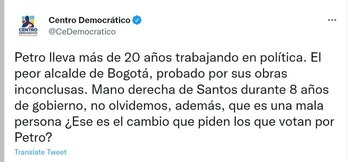 Centro Democrático apoya a Rodolfo