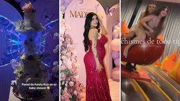 Con un pastel de unicornio