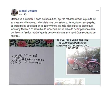 La tía de Malena compartió