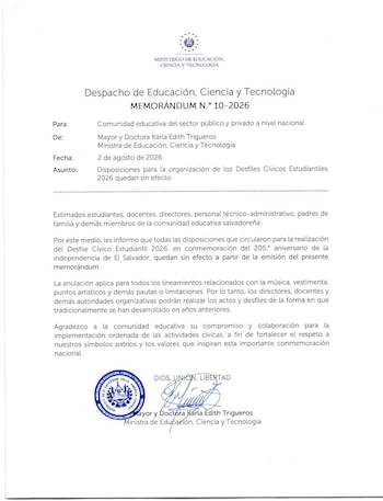 La anulación eliminó las pautas sobre música, vestimenta, puntos artísticos y otras limitaciones para los desfiles estudiantiles. (Cortesía: Ministerio de Educación)