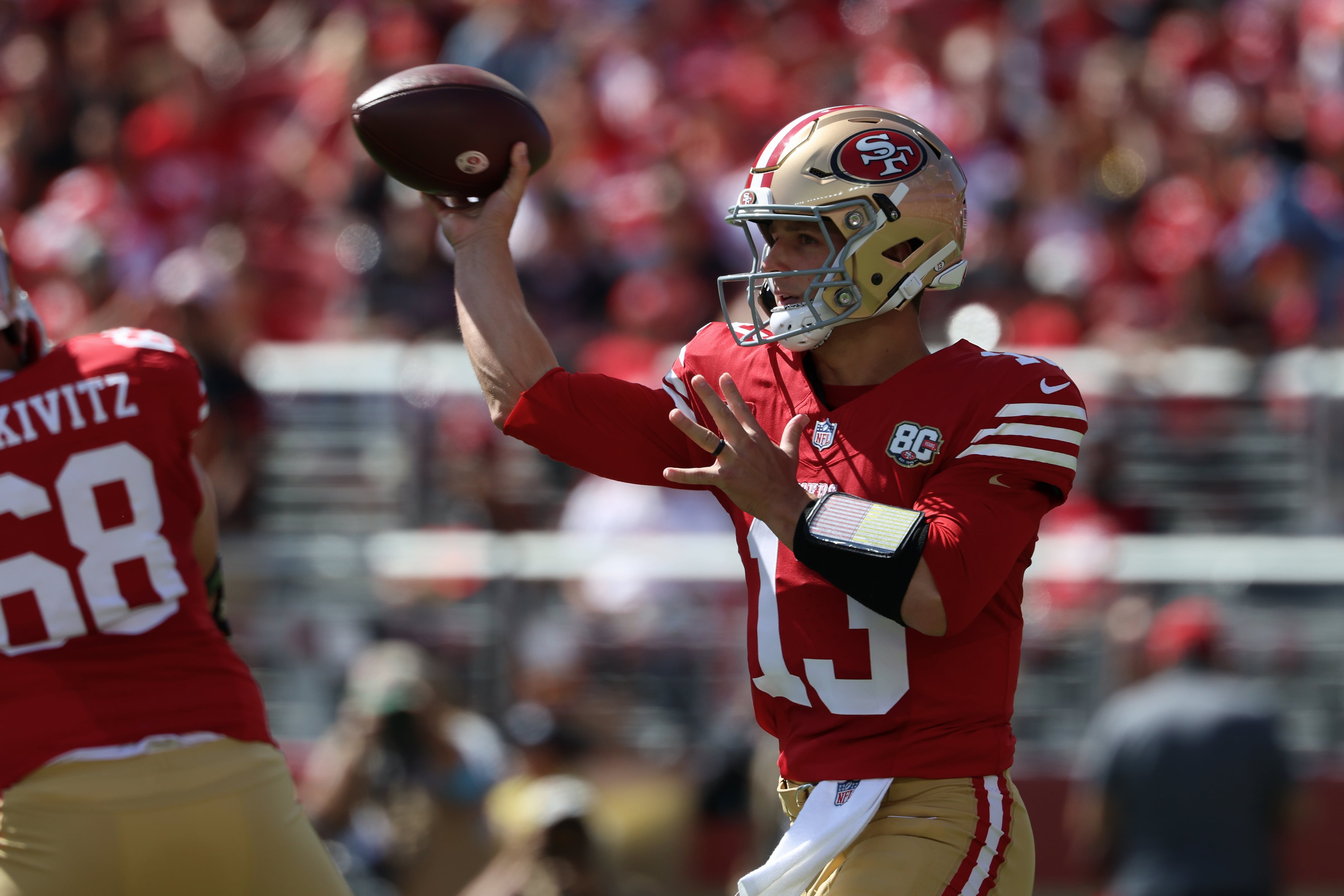 Los San Francisco 49ers buscan conservar el invicto. (AP Foto/Jed Jacobsohn)