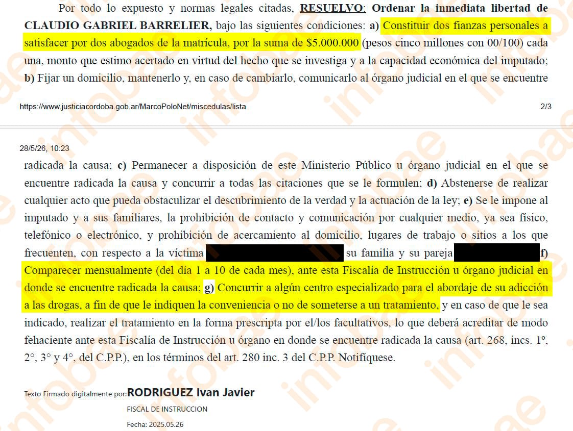 La resolución del fiscal Iván Rodríguez que dejó libre a Barrelier