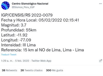 Sismo en Lima
