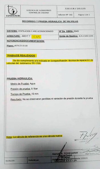 El documento aportado a la