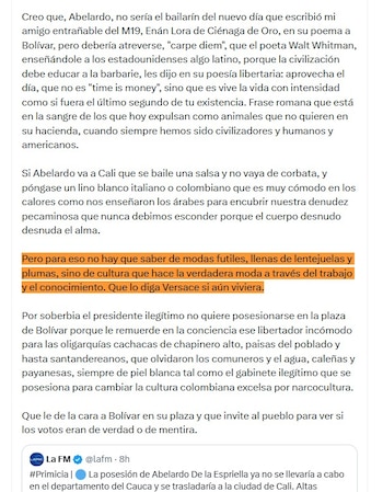 Gustavo Petro sugirió que De la Espriella debería escoger escenarios del Caribe colombiano para la ceremonia, con el fin de representar su propia tierra - crédito @petrogustavo/X