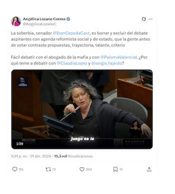 Angélica Lozano se opuso a la postura de Iván Cepeda sobre los debates