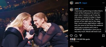 En Instagram, Adele agradeció a Céline Dion por asistir a su concierto, describiendo el encuentro como un momento que nunca olvidará (Instagram/Adele)