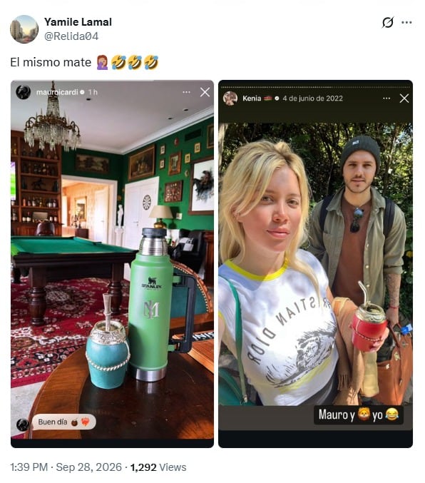 Los usuarios también destacaron que hasta el mate nuevo de Mauro es igual a uno que usaba con Wanda