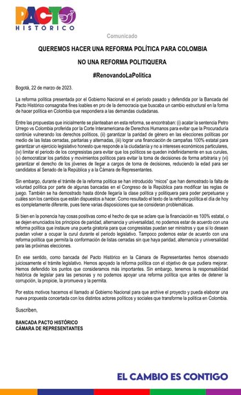 Carta del Pacto Histórico sobre
