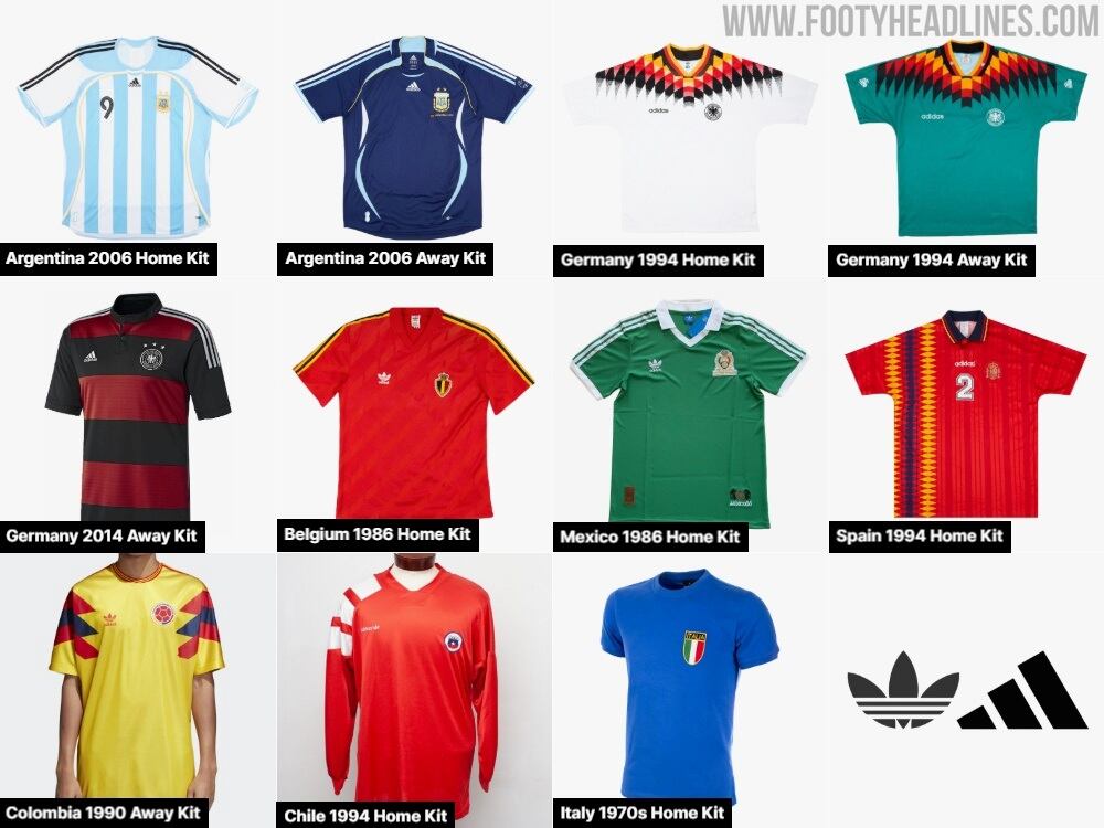 Camisetas reeditadas por Adidas para la Copa Mundial de la FIFA 2026 - crédito Footy Headlines