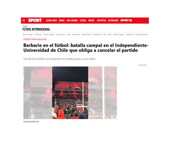 "Barbarie en el fútbol", titulo