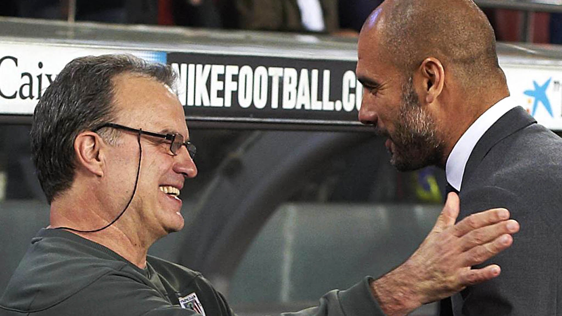 Bielsa, con Pep Guardiola durante su paso por el Bilbao