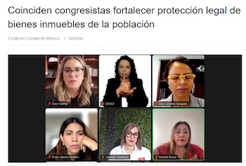 Durante la sesión de la Comisión Permanente —realizada de forma virtual— de este miércoles, congresistas coincidieron en la necesidad de fortalecer la protección legal de los bienes inmuebles de la población, en particular de las personas mayores, para evitar que sean víctimas de despojos. (Crédito: Congreso de la Ciudad de México)