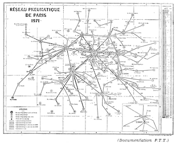 Red de tuberías de París en 1971. (Wikipedia)