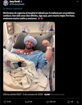 Joey Swoll reveló que estuvo en el hospital.