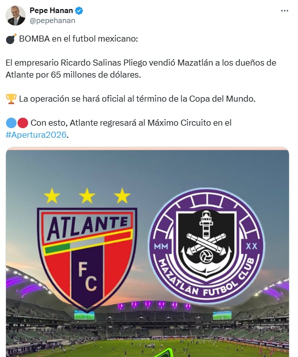 Los dueños del Atlante comprarían al Mazatlán para el próximo año (captura de pantalla)