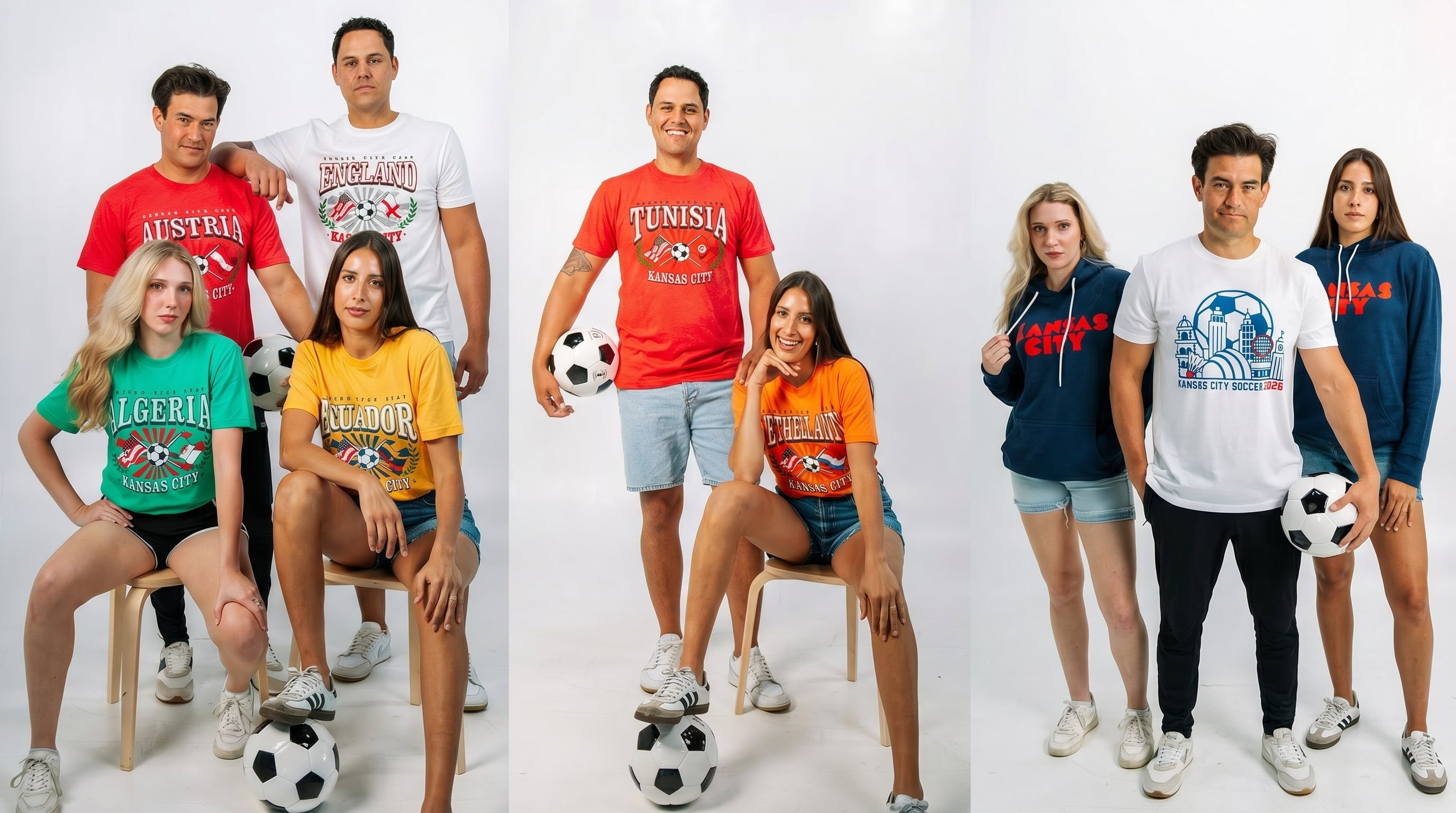 La colección de camisetas de Charlie Hustle destaca diseños exclusivos con banderas de países y alusiones a Kansas City (Instagram: @charliehustleco).