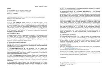 Derecho de petición a la JEP