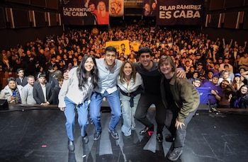 Los dirigentes juveniles de La Libertad Avanza en un acto en CABA