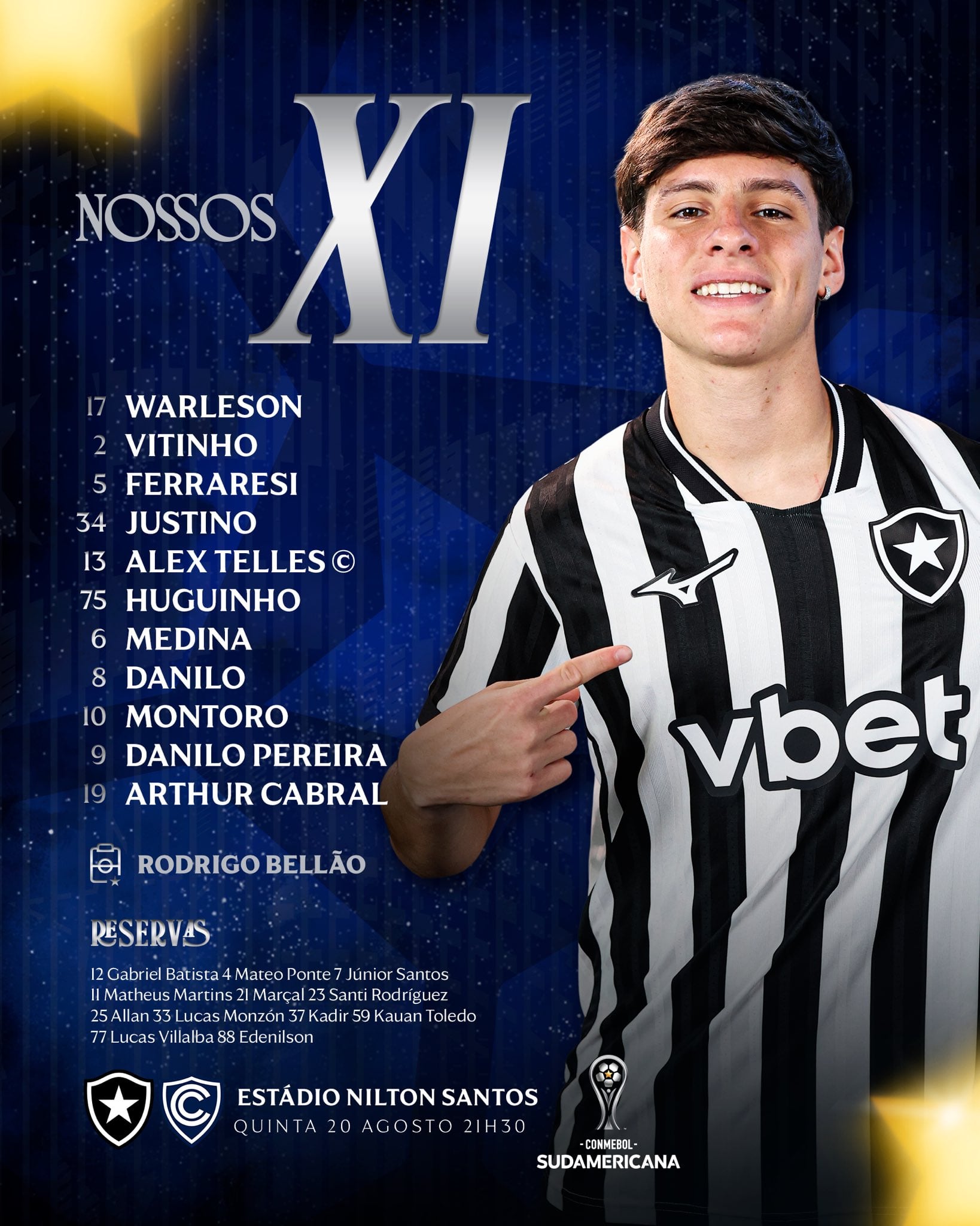 Once de Botafogo para la vuelta con Cienciano por Copa Sudamericana 2026 - Crédito: X.