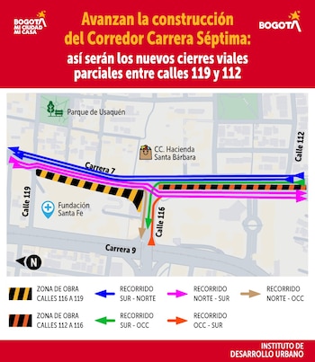 La carrera 11 recuperó un carril vehicular entre calles 119 y 124A y la ciclorruta mantendrá su continuidad hasta conectar con la infraestructura hacia la calle 193 - crédito Secretaría de Movilidad/IDU