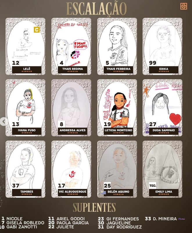 Once titular de Corinthians para enfrentar a Independiente Santa Fe - crédito @asbrabas/Instagram