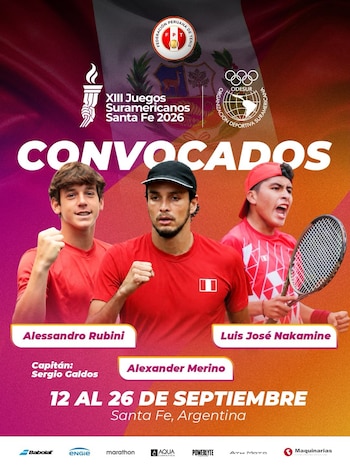 Los convocados de Perú en tenis para los Juegos Suramericanos 2026.