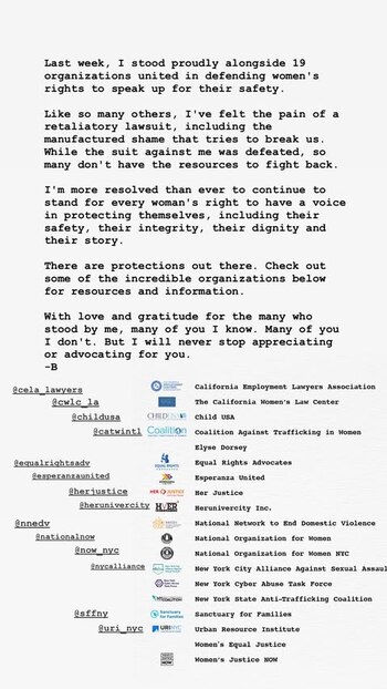 Blake Lively celebró el fallo