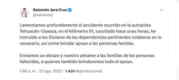 El gobernador de Oaxaca lamentó