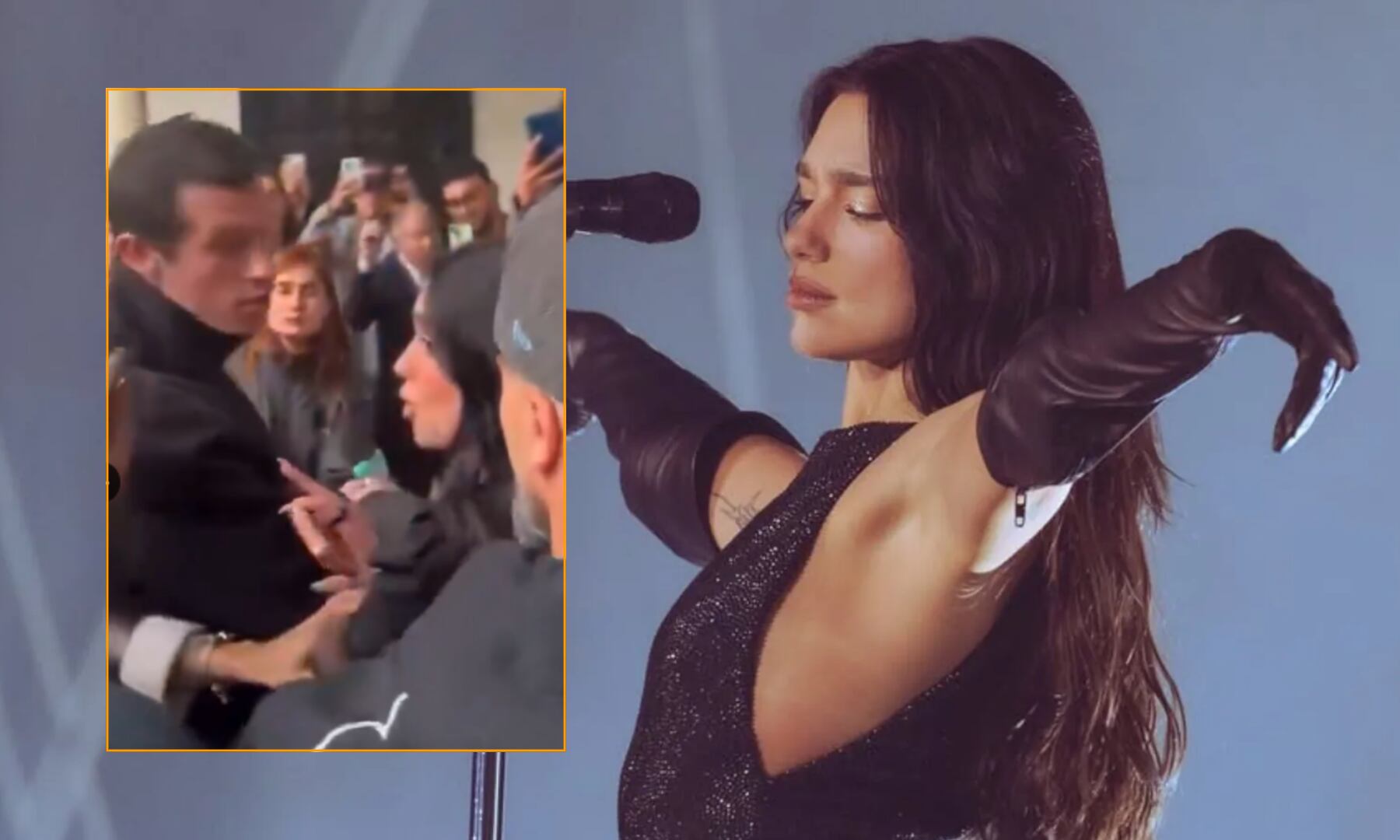 Callum Turner trató de proteger a Dua Lipa de multitud de fanáticos en Bogotá - crédito @dualipa / Instagram y Redes sociales/X