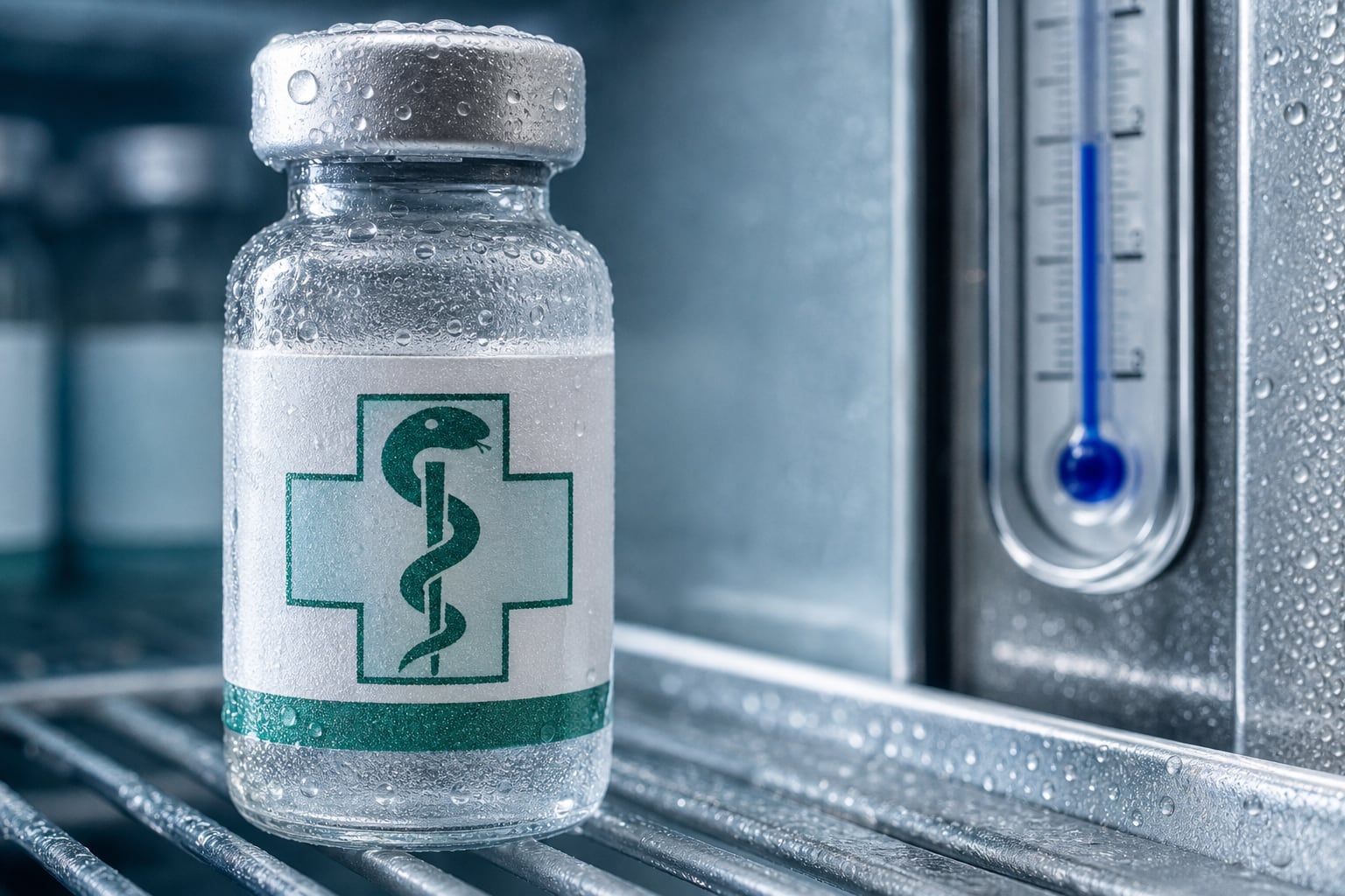 Un frasco de suero antiveneno del Instituto Nacional de Salud de Perú permanece en una heladera médica que mantiene la cadena de frío para su conservación. (Imagen Ilustrativa Infobae)