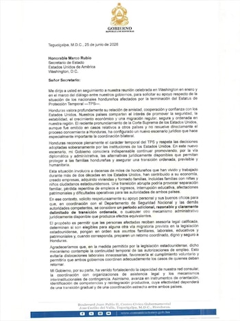 Flores Bermúdez señaló que Honduras solicita un trato justo por parte del gobierno estadounidense. El embajador abordó la carta enviada por el presidente Nasry Asfura al secretario de Estado, Marco Rubio, sobre el TPS. (Foto: Cortesía)