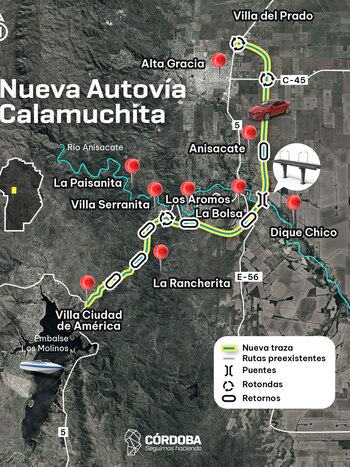 Recorrido de la Autovía Calamuchita