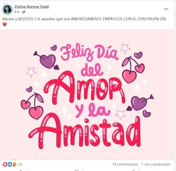 Posteo de Zulma Faiad por