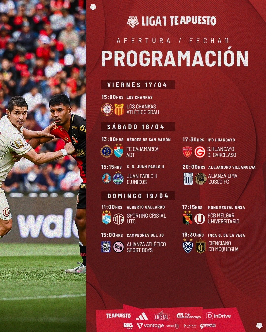 Programación de la fecha 11 del Torneo Apertura 2026